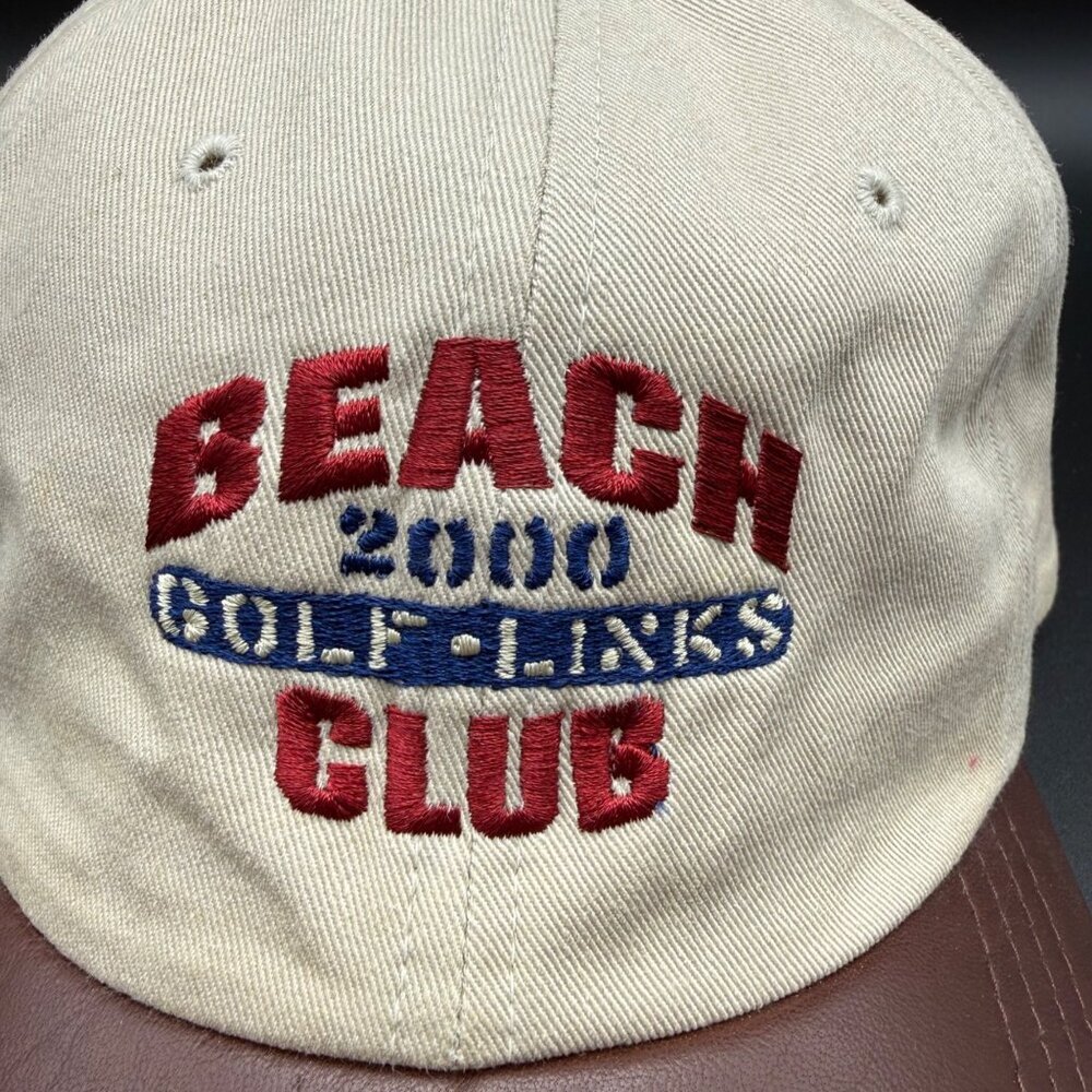 Vintage Golf Links Hat Cap Beach Club 2000 Leather Canvas Strap Back - Picture 2 of 11